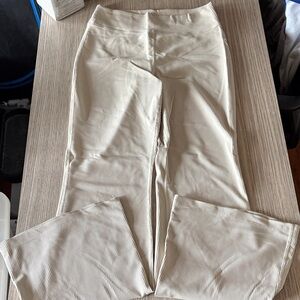 Old Navy PowerSoft Ribbed Wide Leg Pants Cream Size M